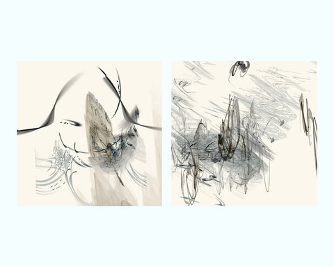 Black And White Splash Abstract Art Print Triptych