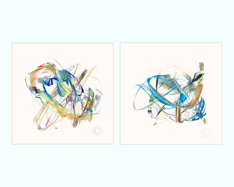 Minimal Blue Art Print Set