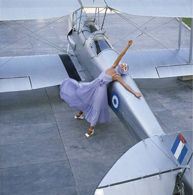 Model with Airplane Art Print