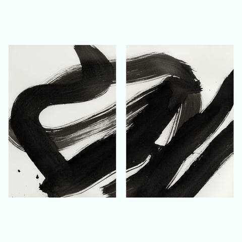 Black Abstract Art Print Set