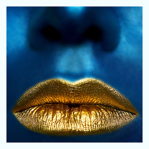 Blue Visor, Yellow Lips Art Print