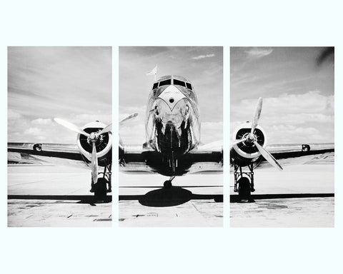 Vintage Aeroplane Art Print Triptych