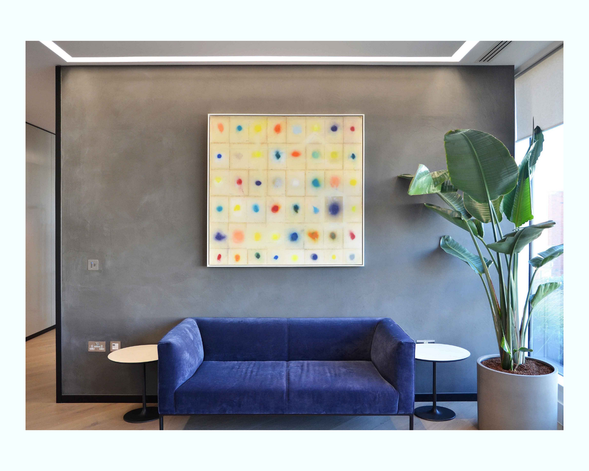 artstract art above a waiting area