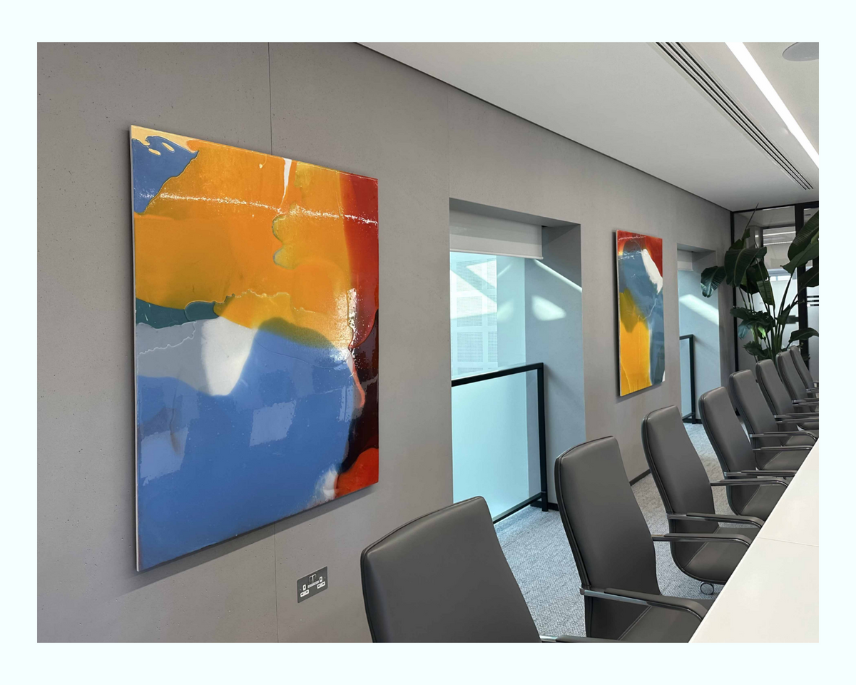 abstract art in boardroom