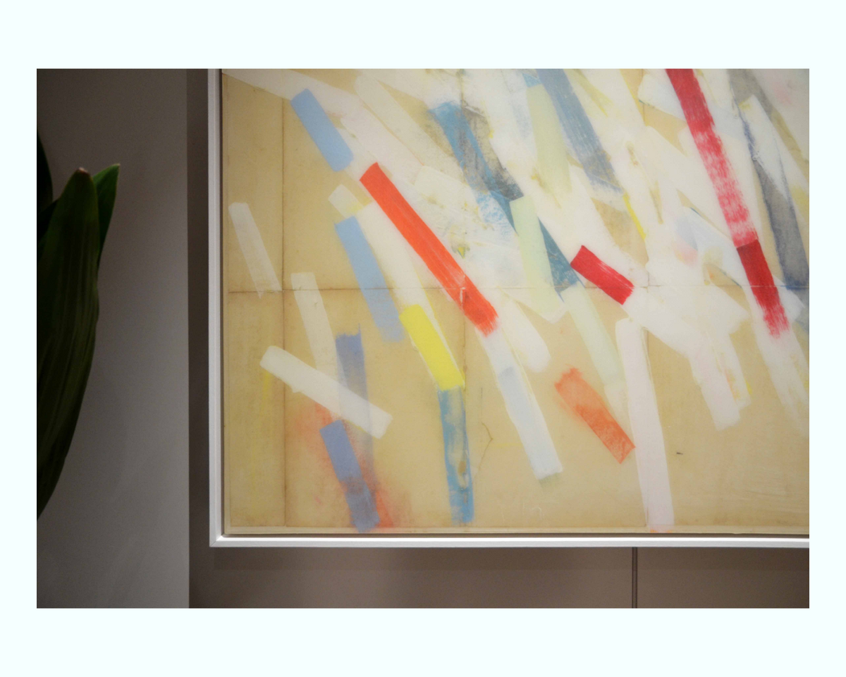 detail of an abstract painting in frame