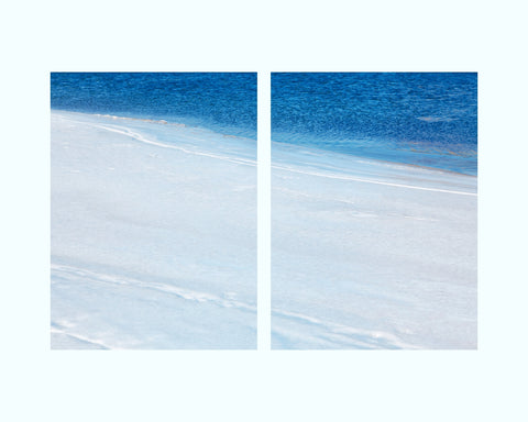 Blue Water and White Snow Diptych Art Print Set