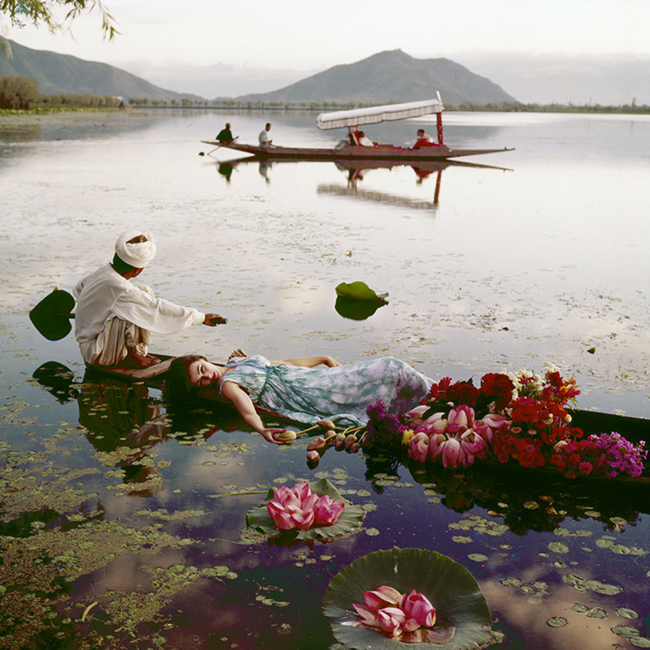 Floating with Flowers, Anne Gunning in India, 1956 Art Print
