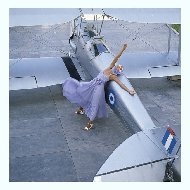 Model with Airplane Art Print