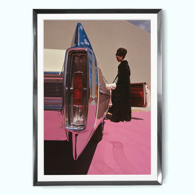 1965, Model in Fur with Cadillac Art Print