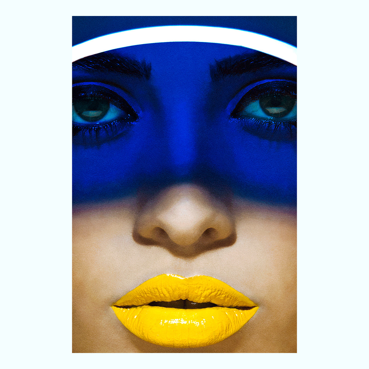 Blue Visor, Yellow Lips Art Print