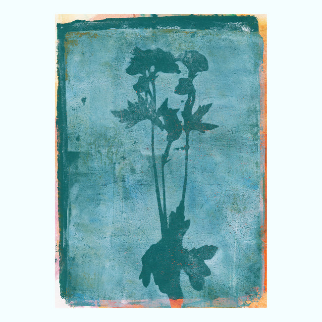 Two Tone Distressed Flower Art Print