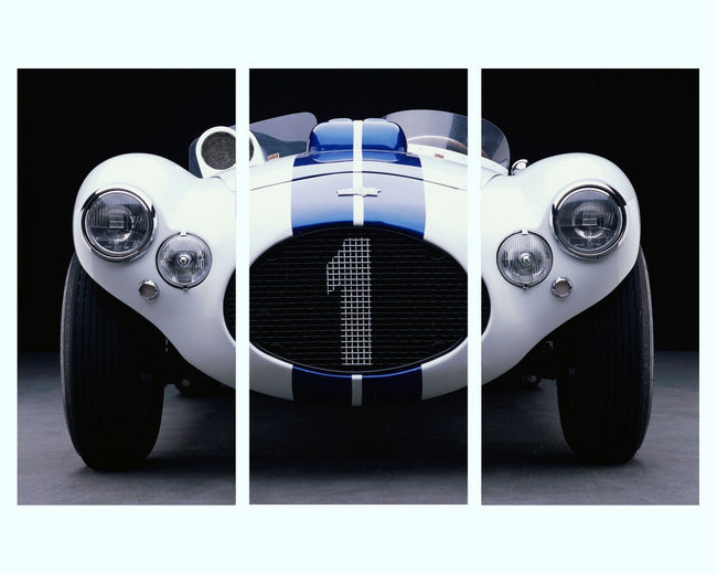 triptych of old racing car