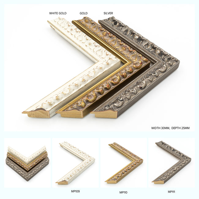 Ornate Burnished Metallic Wood Five