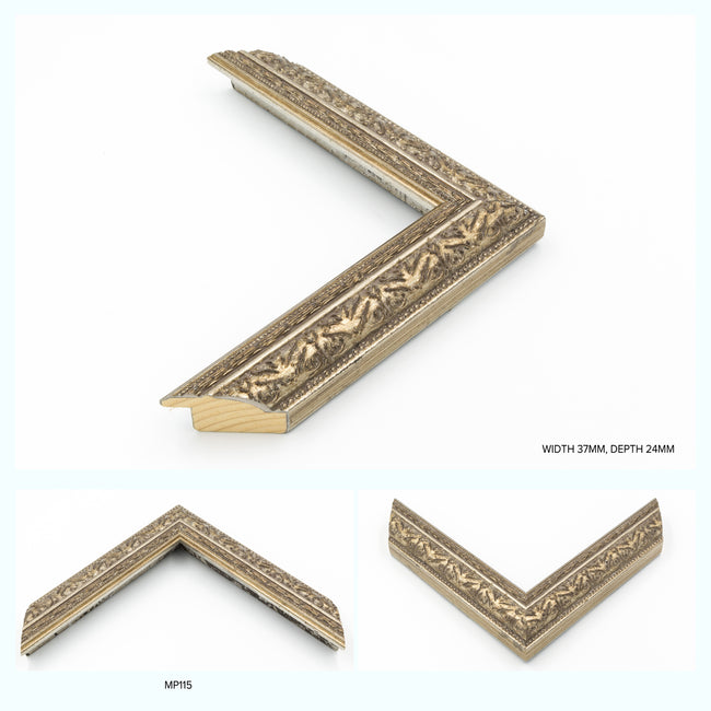 Dark Gold Rubbed Ornate Wood