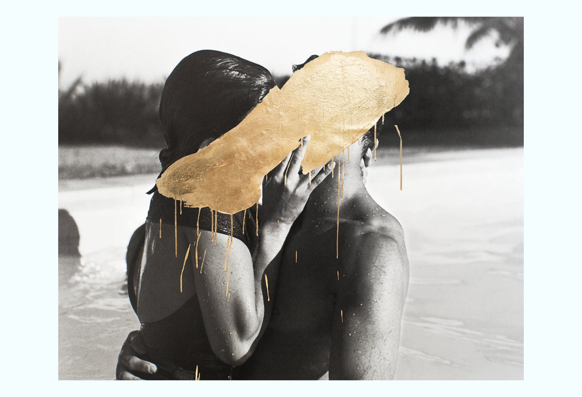 Stolen Kiss Gold Drip Art Print