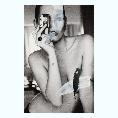 Jerry Hall Takes a Call in the Pool, 1975 Art Print
